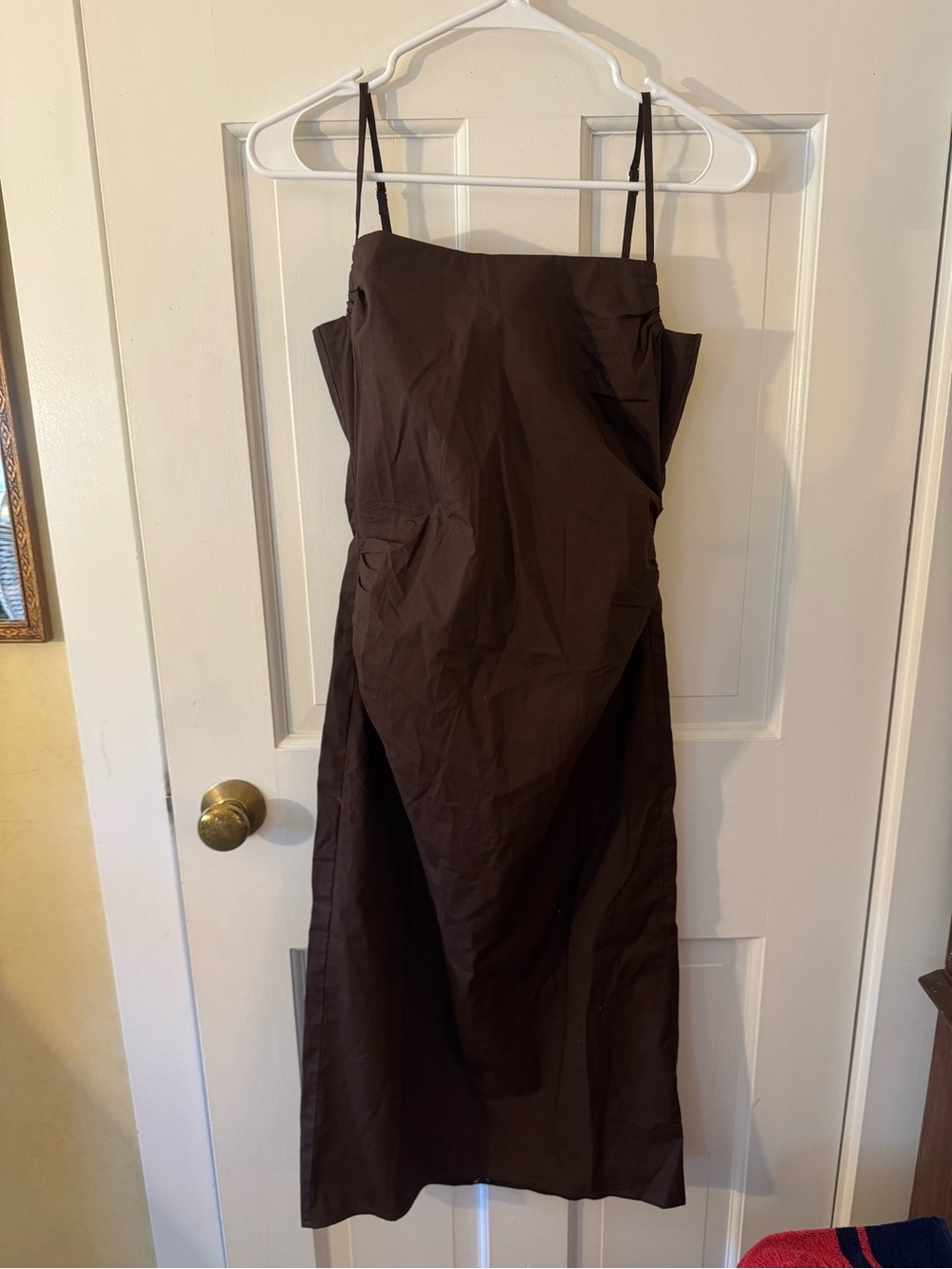 J. Crew Chocolate Brown Midi Slip Dress with Spaghetti Straps